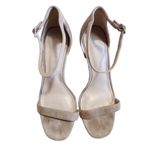 Essex Lane Saria Suede Leatjer Taupe Sandal Adjustable Strap - 7 M